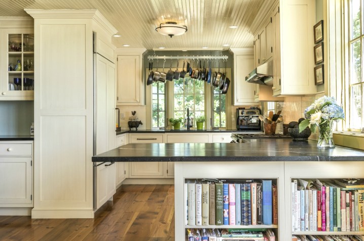 kitchen with book shelf